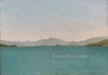 ジョン・フレデリック・ケンセット Painting - ジョージ湖の自由研究 ルミニズムの海景 ジョン・フレデリック・ケンセット